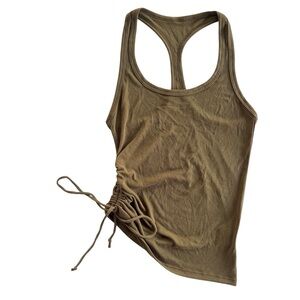 Zyia Active Women’s Sz S Olive Green Vida Scrunchy Racer Tank Stretch Athleisure